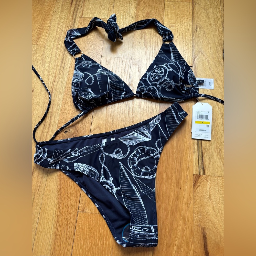 Nautica Navy and White Bikini with Nautical Design